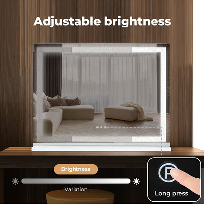 Emitto Tabletop Touch Crystal Vanity Mirror Makeup USB LED Medium 58x48cm
