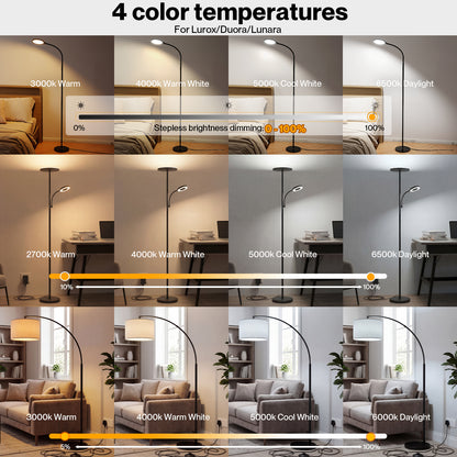 Emitto LED Floor Lamp Morden Dimmable Adjustable Reading Light Remote with Bulb