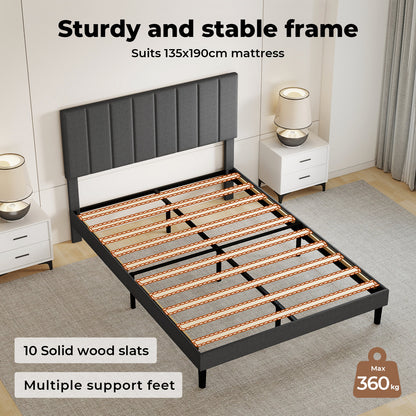 Levede Bed Frame Small Double King  Linen Fabric Upholstered Soft Foam Headboard
