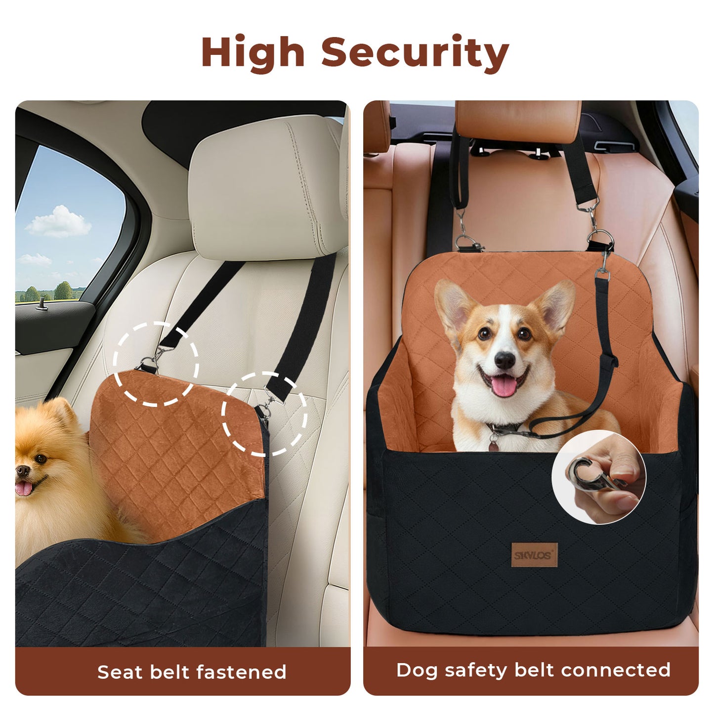 Skylos Dog Booster Car Seat Portable Bed for Small to Medium Pets up to 35 lbs