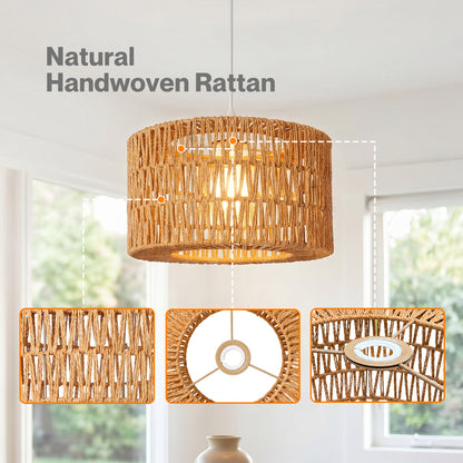 Emitto Lamp Shade Boho Woven Light Shade Durable Easy Fit Living Room Yellow