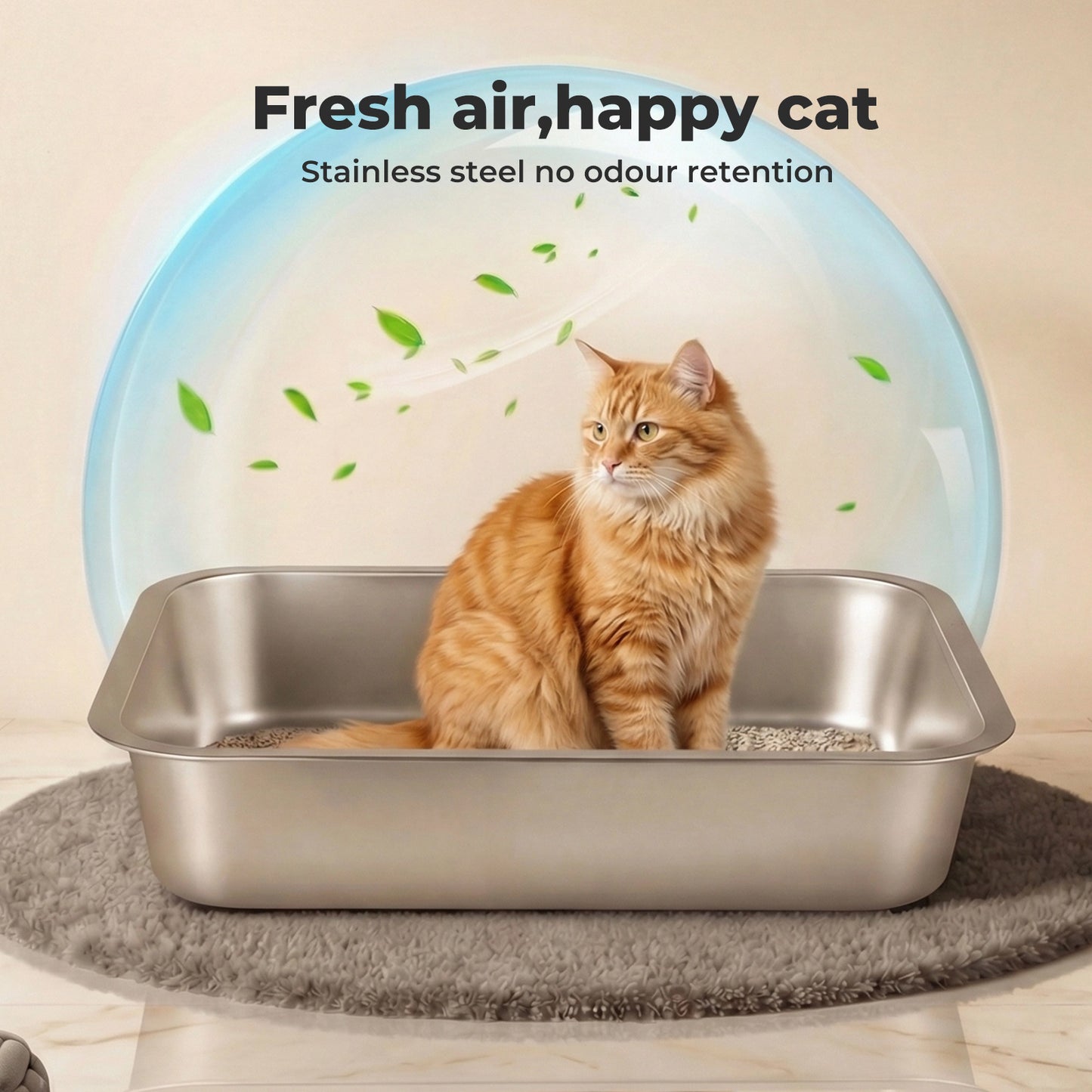 Skylos Cat Litter Box Stainless Steel Toilet Tray for Kittens Cats Large Open