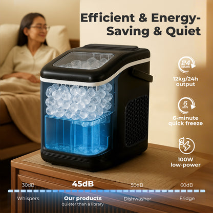 Spector Countertop Ice Cube Maker Machine 12Kg Automatic 2 Size Self Cleaning