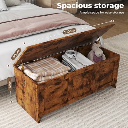 Levede Storage Chest Trunk Wood Blanket Box Toy Organiser Box Ottoman Bench 140L