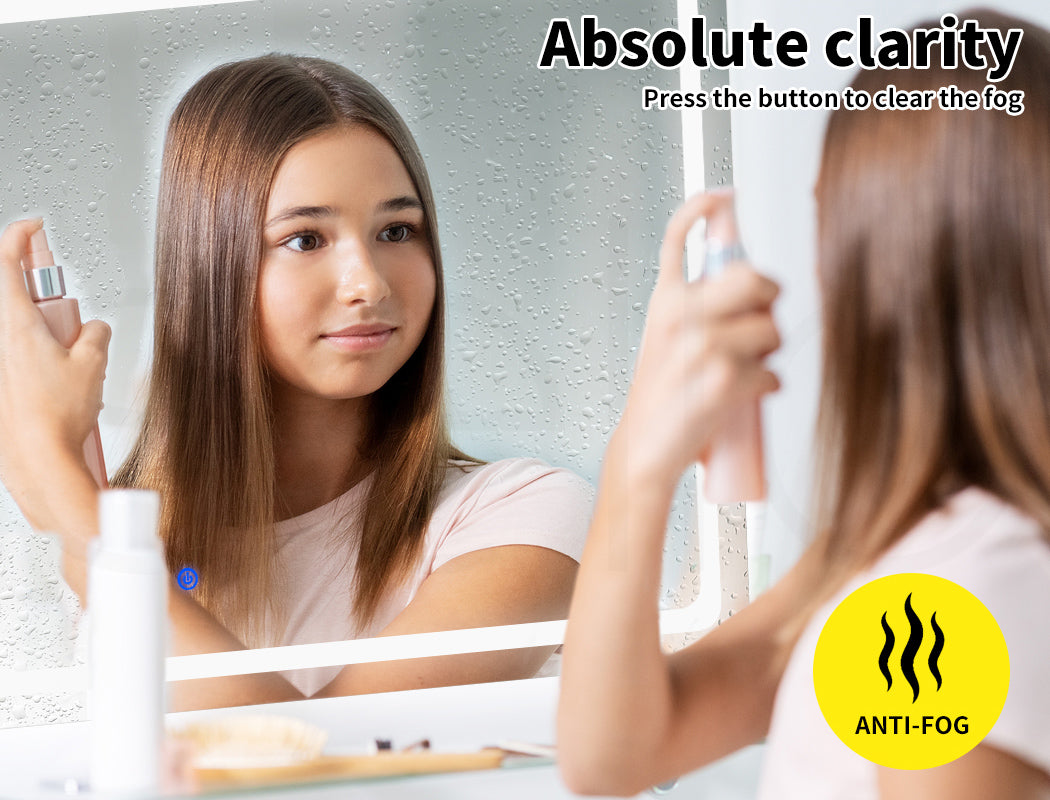 Emitto LED Wall Mirror Anti-fog Bathroom Mirrors Makeup Light 100x70cm