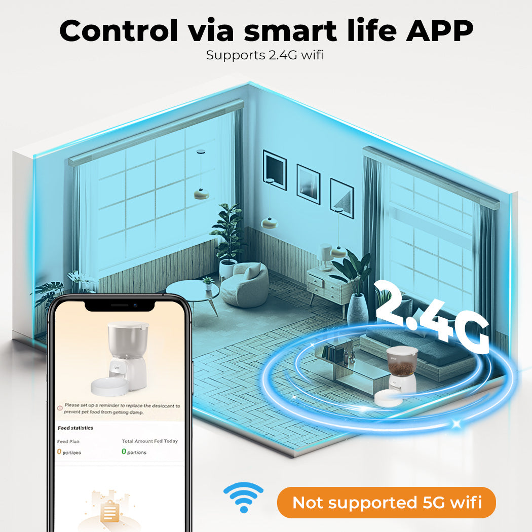Skylos 4L Automatic Pet Feeder Wifi Auto Smart Dog Cat Food Dispenser Timer Feed