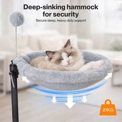 Skylos Cat Bed for Desk 360° Rotating Hammock Adjustable Height Plush Mesh Grey