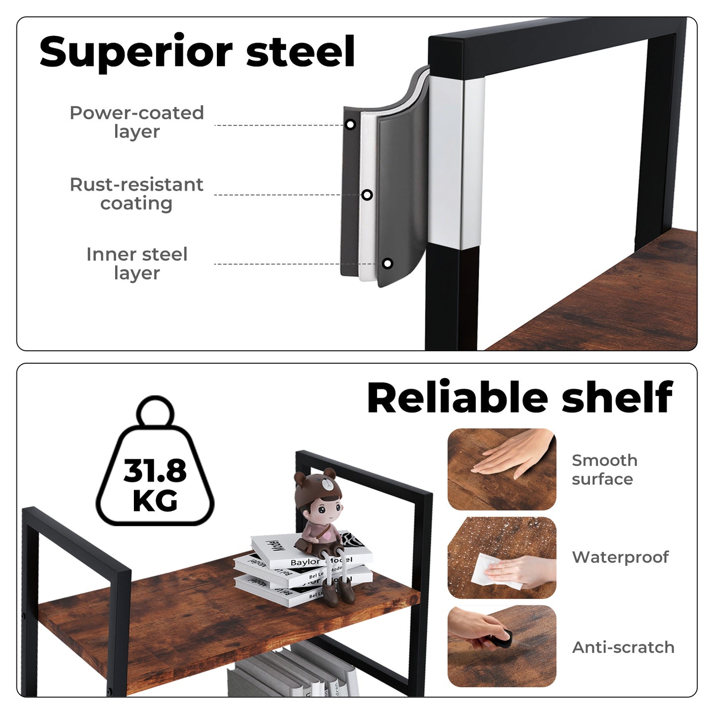 Levede Ladder Shelf Bookcase 5 Tier Bookshelf Display Cabinet Steel Heavy Duty
