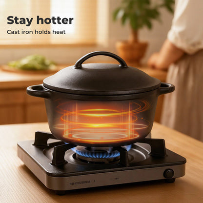 Toque 6.6L Cast Iron Dutch Oven Heavy Duty Casserole Dish Pot Stockpot With Lid