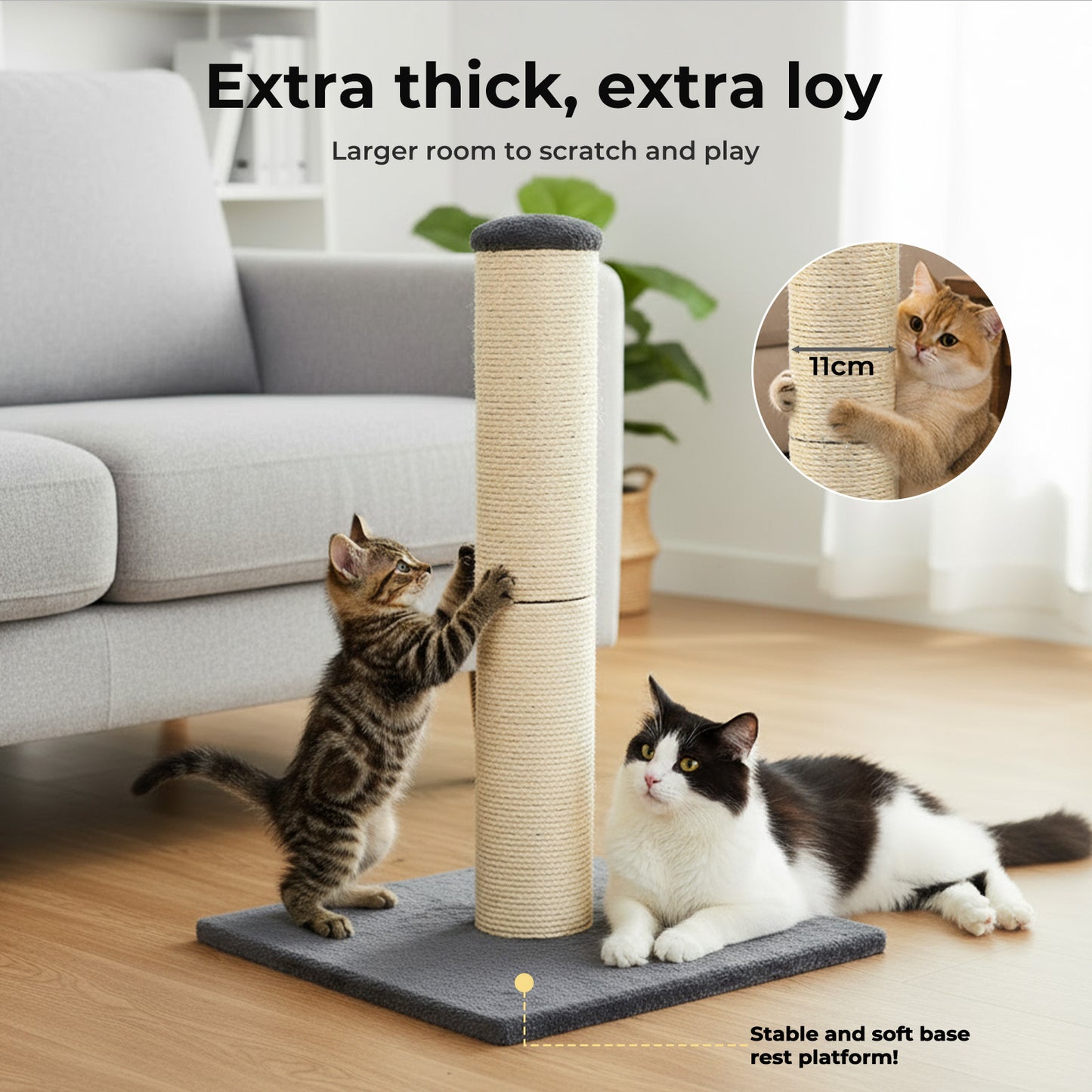 Skylos Tall Cat Scratching Post Natural Sisal Pole Hevay Duty Base Scratcher Toy