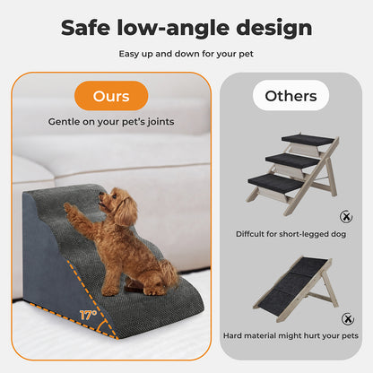Skylos Dog Ramp Pet Stairs for Bed Sofa Small Senior Injured Dog 4 Step Washable