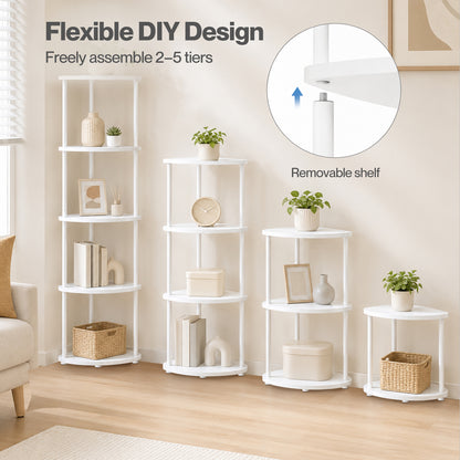 Levede Corner Bookcase Adjustable Corner Bookshelf Unit for Living Room White
