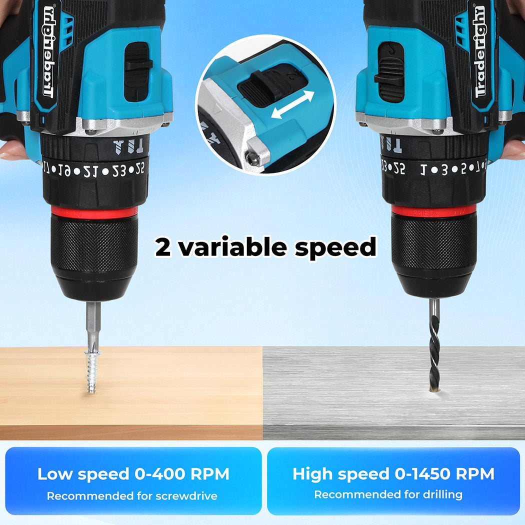 Traderight 96 in 1 Cordless Electric Drill Set Driver Screwdriver Rechargeable