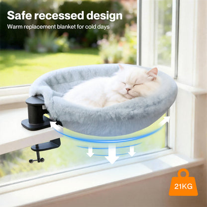 Skylos Cat Bed for Desk 360° Rotating Sturdy Hammock Plush Mesh Hold 21kg Indoor