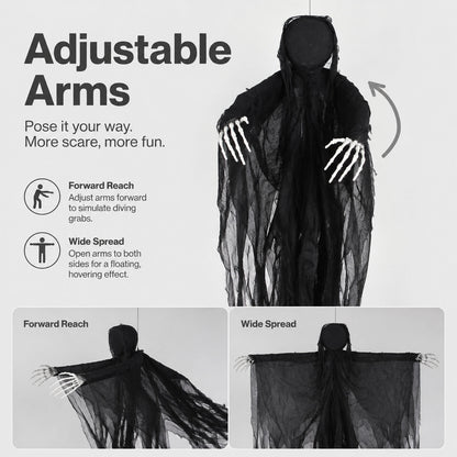 Yezi Halloween Decorations Grim Reaper 130cm Black Polyester Foam