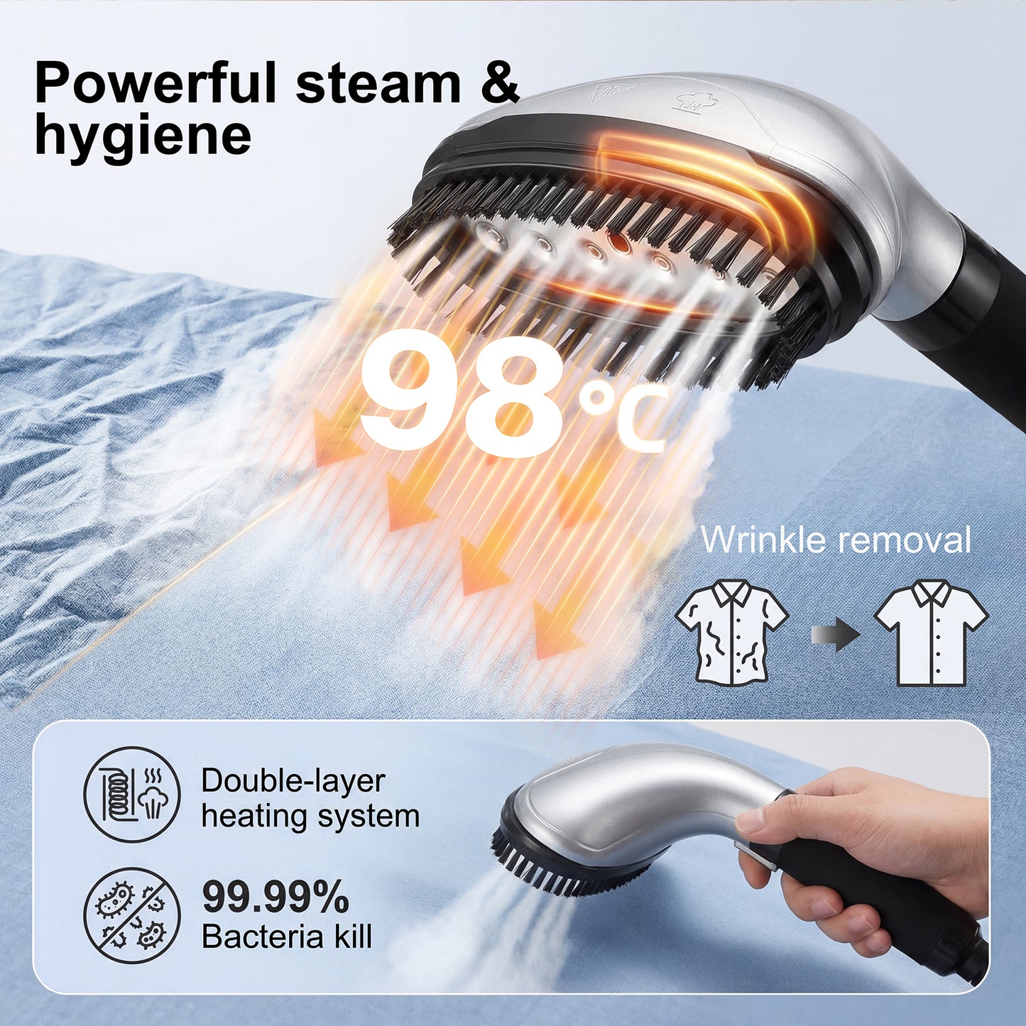 Spector Upright Garment Clothes Steamer 3.3L Vertical Standing Steamer 4 Levels
