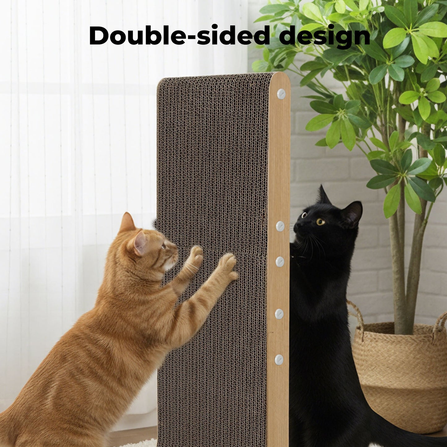 Skylos 68cm High L Shaped Cat Scratching Board with Ball Toy Wall Furniture