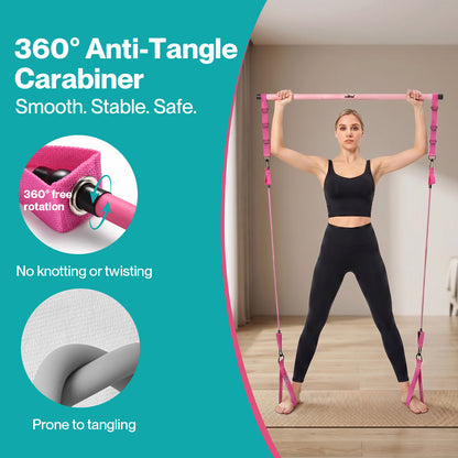 Centra Resistance Bands Pilates Kit Equipment 70LB Adjustable for Home Pink