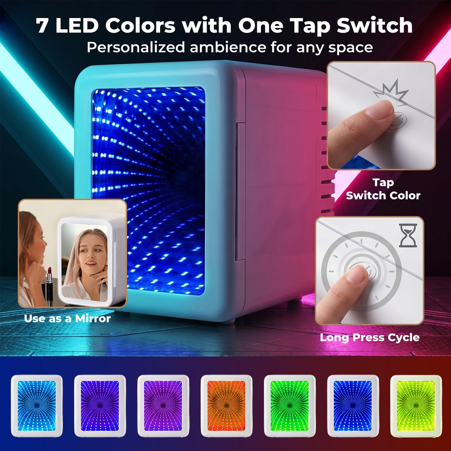 Spector Portable Camping Fridge Freezer  Heat & Cool  7 LED Lights  White