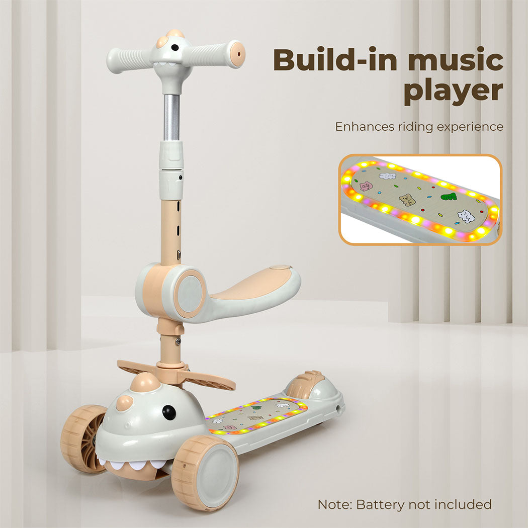 Dekko Kids Scooter Foldable Flip-able Seat Adjustable Height LED Light Music