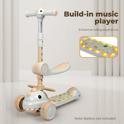 Dekko Kids Scooter Foldable Flip-able Seat Adjustable Height LED Light Music