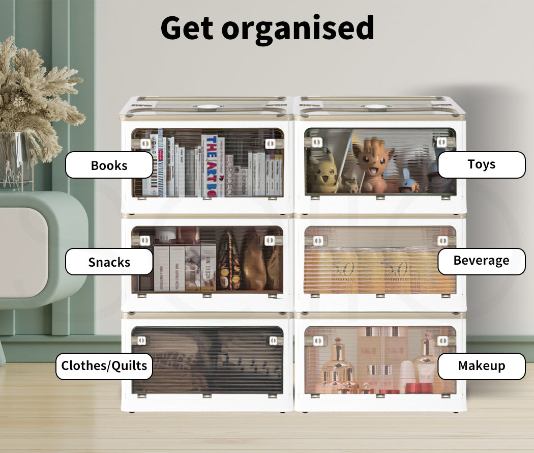 Levede 2x Folding Storage Container Stackable Plastic Clothes Toy Organizer Box