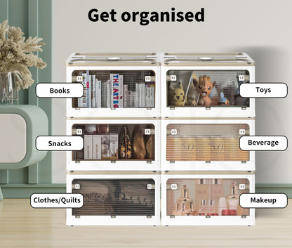 Levede 2x Folding Storage Container Stackable Plastic Clothes Toy Organizer Box