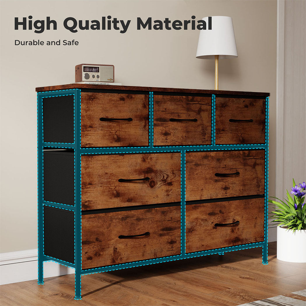 Levede Chest of Drawers 7 Drawer Storage for Bedroom Living Room in Brown Black