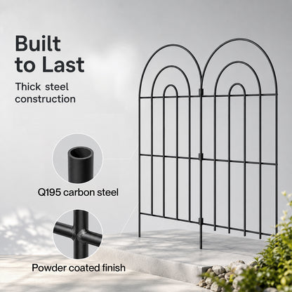 Mountview Garden Fence 10pc Metal Dog Fence Picket Fence Black Steel