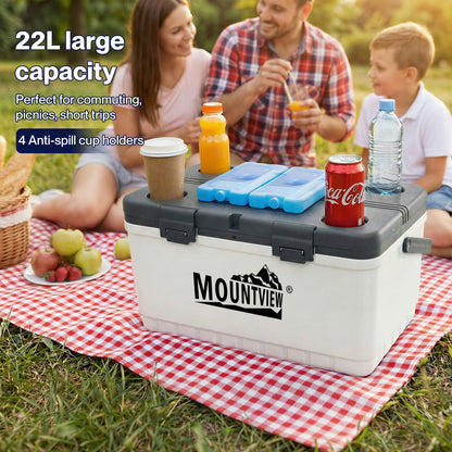 Mountview Cool Box 22L White Portable Large Cooler Ice Food Camping Beach Picnic