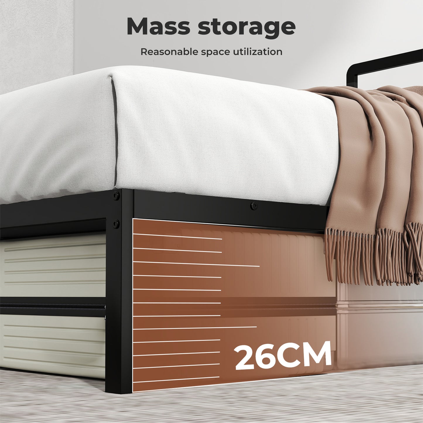 Levede Double Small Double Bed Frame Metal Platform with Headboard Heavy Duty