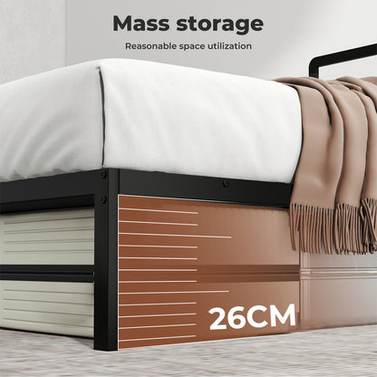 Levede Double Small Double Bed Frame Metal Platform with Headboard Heavy Duty