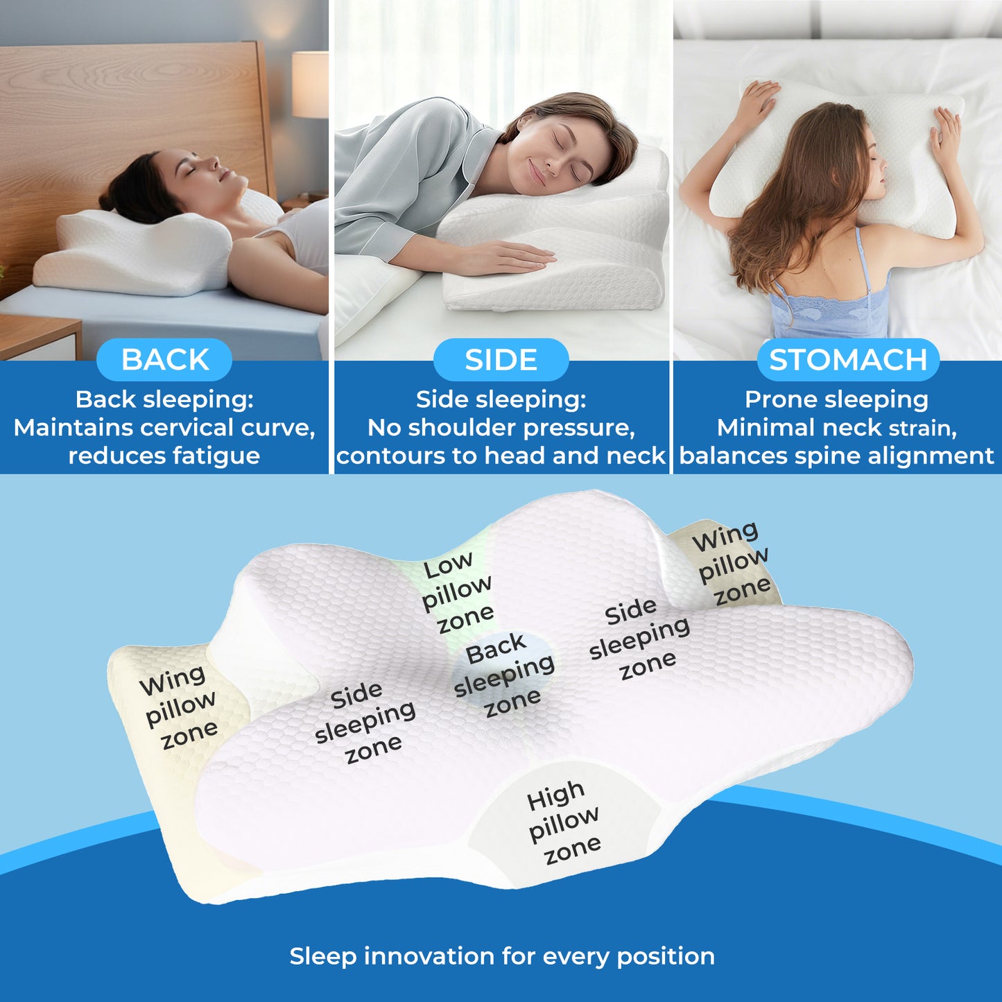Lavio Orthopedic Memory Foam Butterfly Pillow Ergonomic Neck Shoulder Support