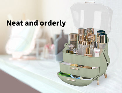 ilus Makeup Organizer Case Drawer Portable Cosmetic Jewellery Storage Box Light Green