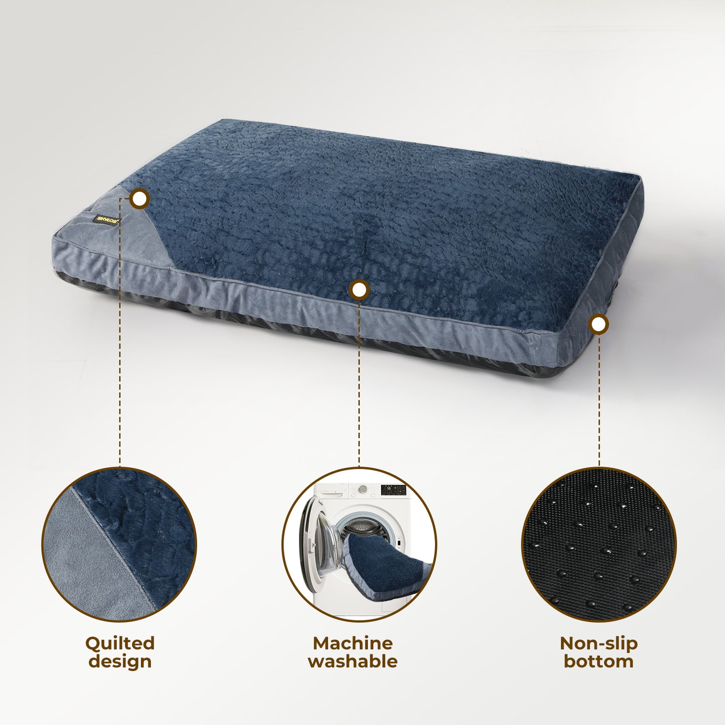 Skylos Dog Bed Soft Plush Pet Mattress Warm Washable Anti-Slip Cushion Mat