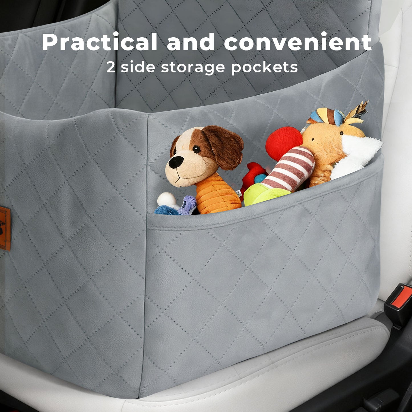 Skylos Pet Booster Dog Car Seat Safe Travel Carrier Bed Bag Basket Puppy Grey
