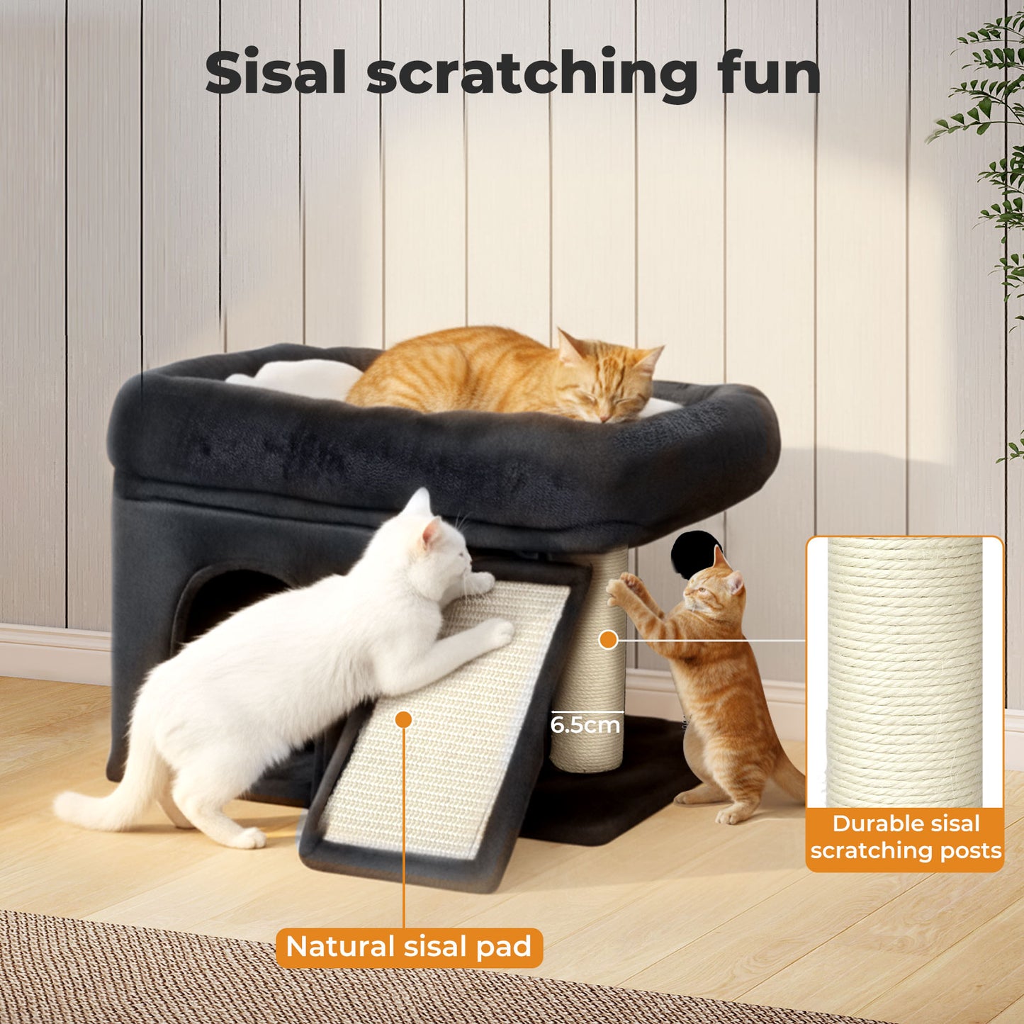 Skylos Cat Tree Tower Big Perch Bed Spacious Condo with Sisal Scratching Post