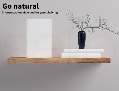 Wall Floating Shelves Wooden Mounted Storage Free Brackets Set 2Pcs 35.5IN 90CM