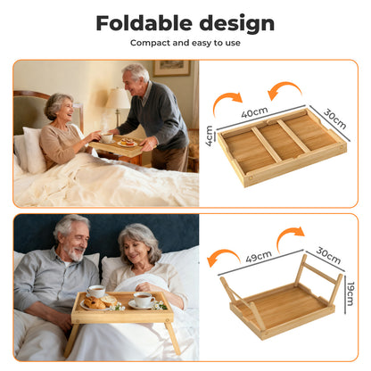 Toque Bamboo Foldable Bed Tray Table with Phone Holder Breakfast Laptop Desk