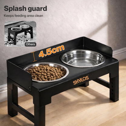 Skylos Dog Bowls Elevated with Stand Stainless Steel Bowl 6 Height Adjustable
