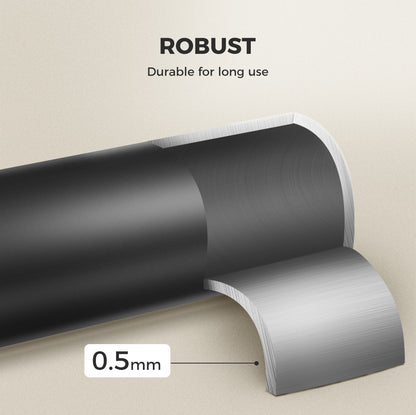 Marlow Steel Curtain Rod Quiet Rail Pole Pommel Set Extendable Adjustable Black