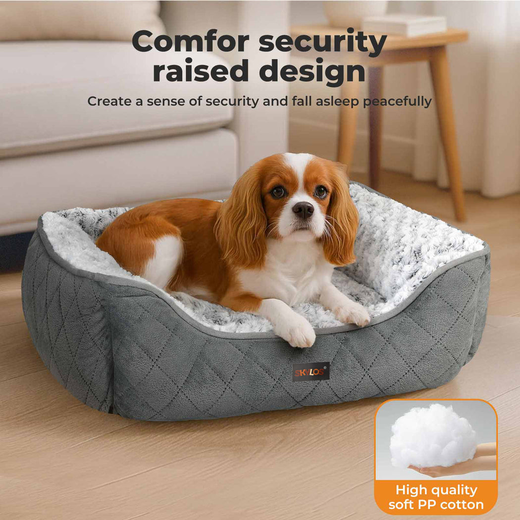 Skylos Large Dog Calming Bed Pet Puppy Fluffy Plush Cushion Waterproof  Washable