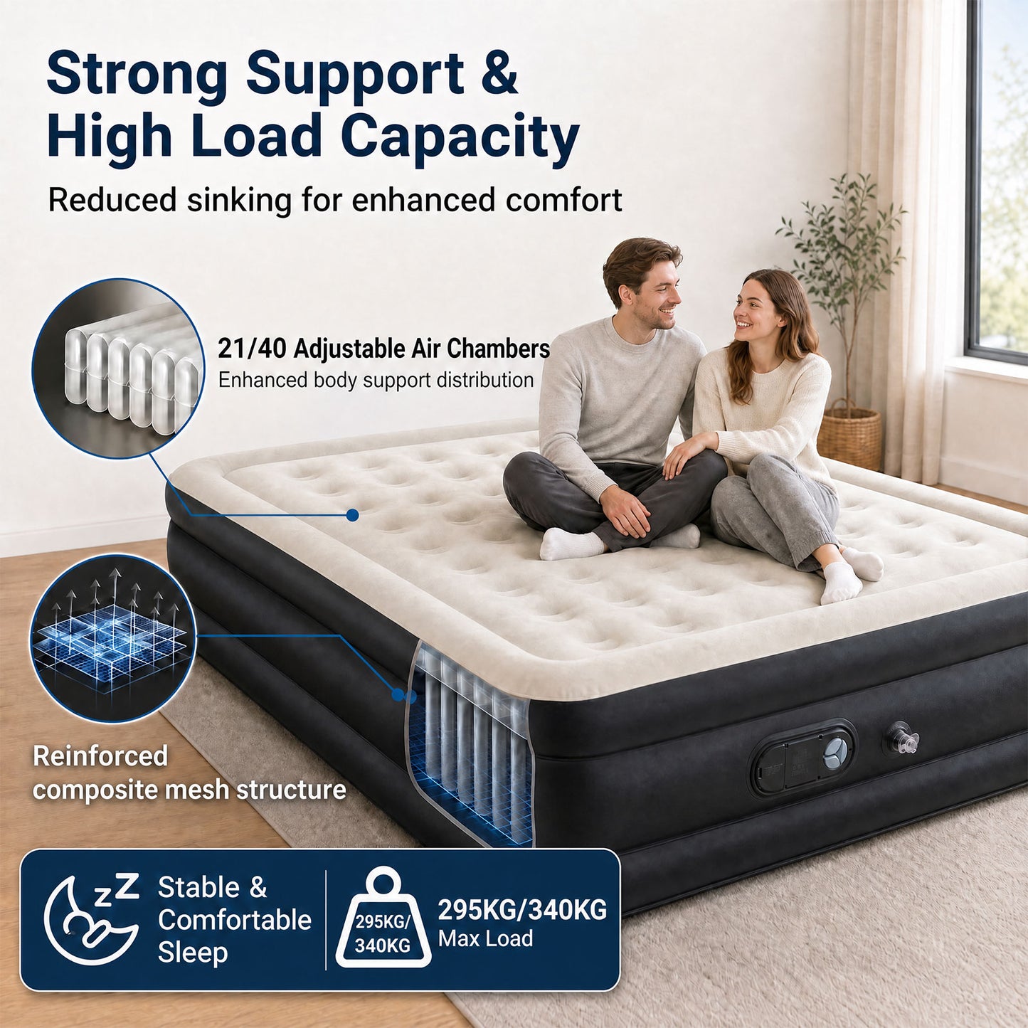Lavio Air Mattress Built in Pump King Single Size High Raised Inflatable Air Bed