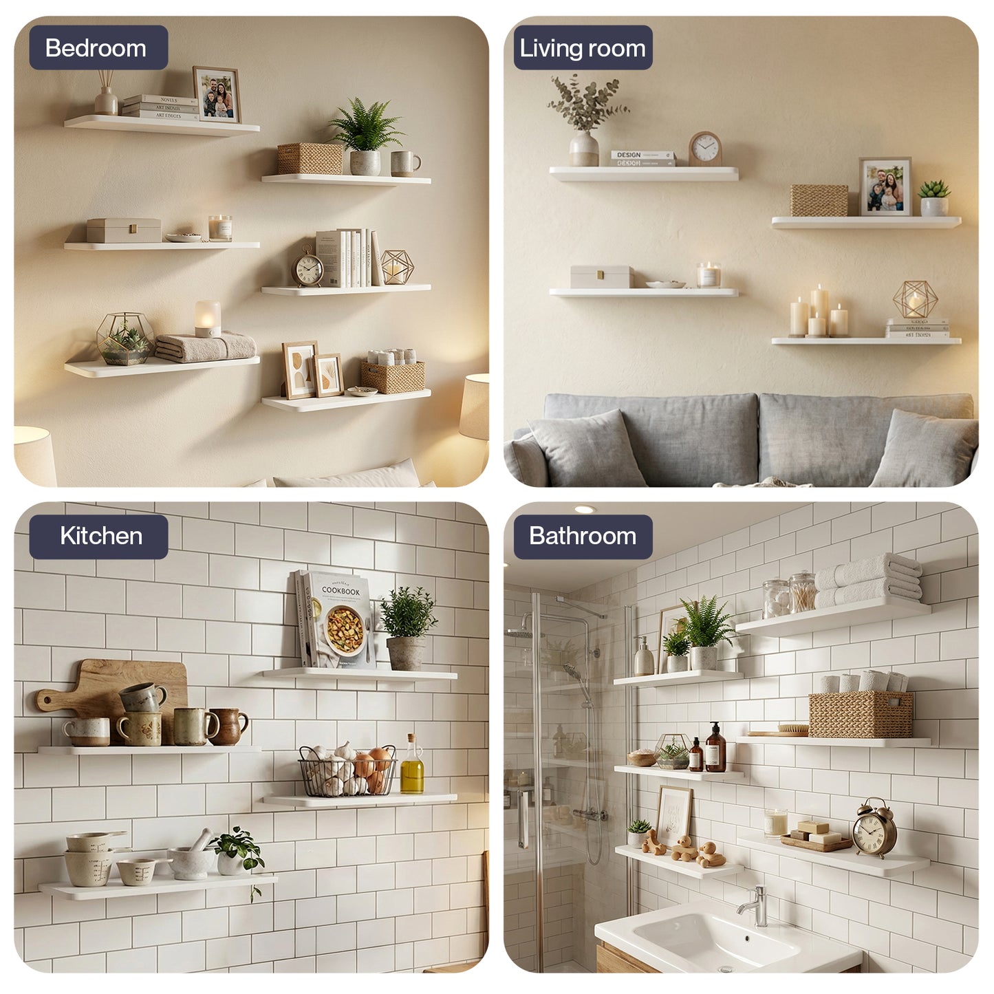 Levede Floating Shelves Heavy Duty 6 Pack Wall Storage Shelf for Living Room