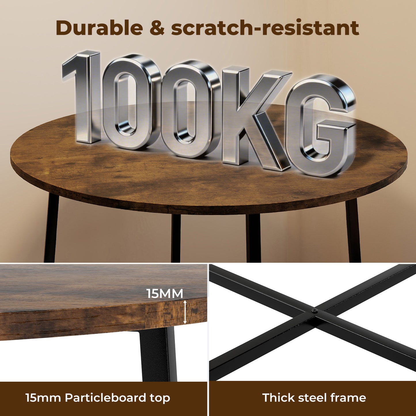 Levede Dining Table Round Kitchen 4 Person Coffee Restaurant Metal Base 80cm