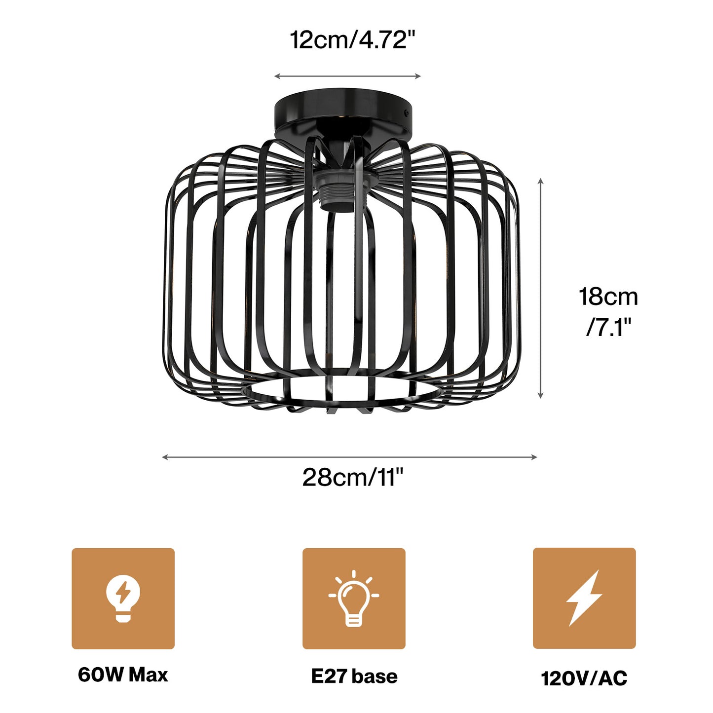 Emitto Ceiling Light Industrial Chandelier Metal Pendant Lamp Bedroom E27 Black