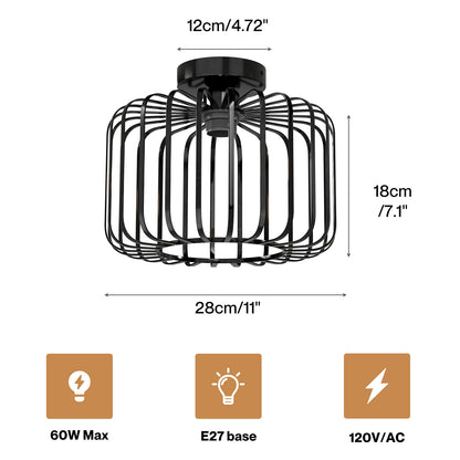 Emitto Ceiling Light Industrial Chandelier Metal Pendant Lamp Bedroom E27 Black