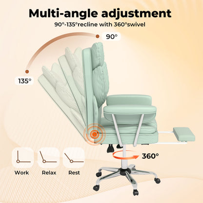 Levede Office Desk Chair Big and Tall for Heavy People with Footrest PU Green