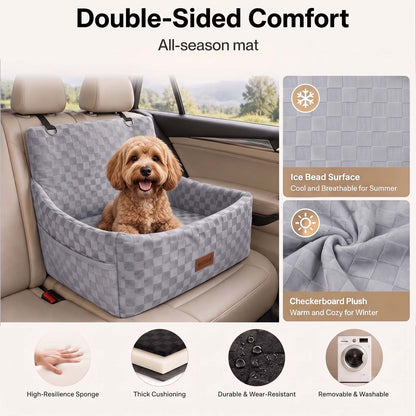 Skylos Large Dog Car Seat Booster Dual-Sided Plush Cool Bed Washable Grey