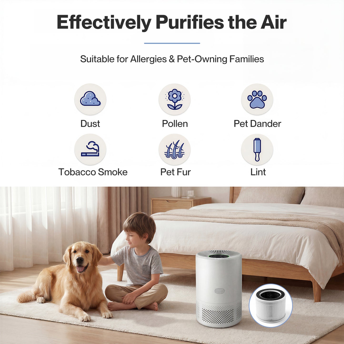 Spector Air Purifier Filter Core 3-in-1 HEPA High-Efficiency Activated Carbon